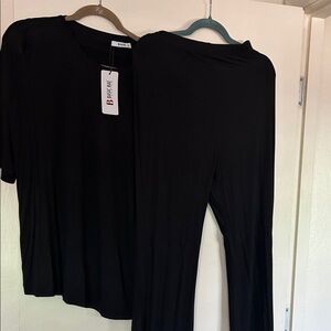 Bershka Black Top and Pants Set